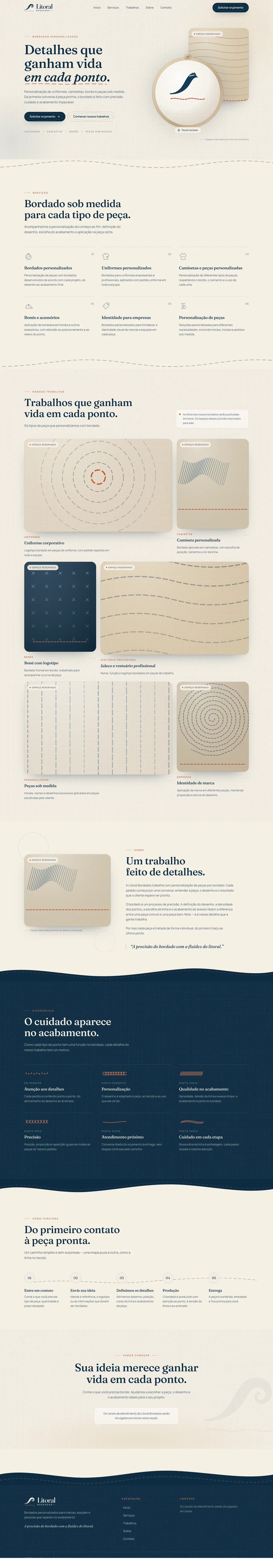 Screenshot of the Litoral Bordados website — desktop version