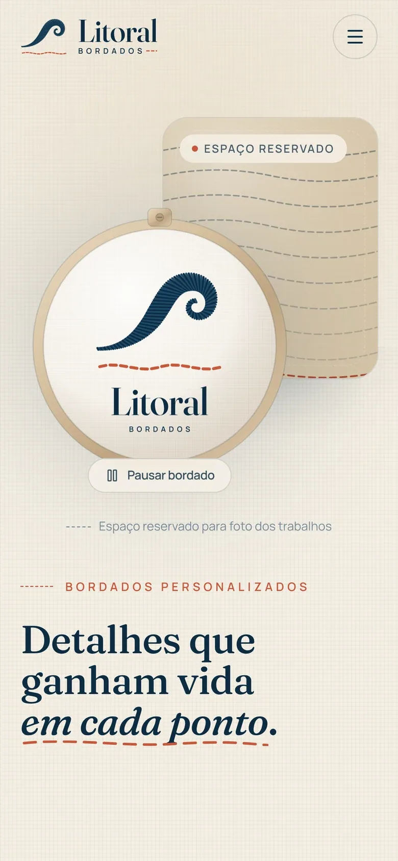 Screenshot of the Litoral Bordados website — mobile version